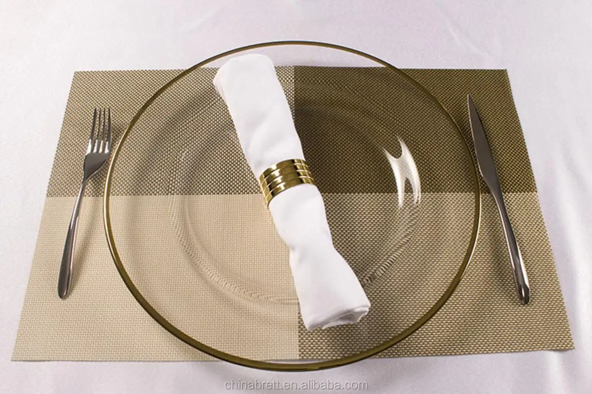 Wedding Tableware Gold Rim Glass Dinner Plate