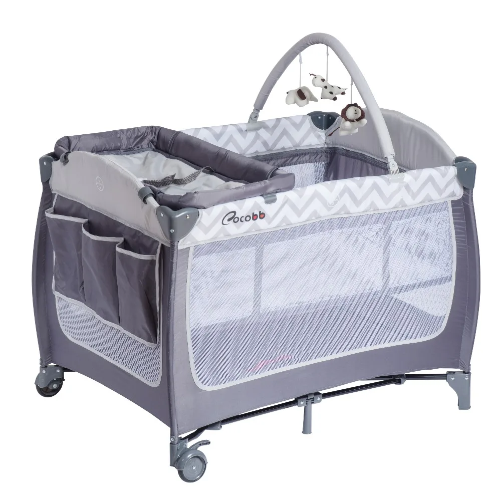 Foldable Travel Playpen Bed Luxury Multifunctional Baby Crib With Toys