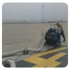 Movable floor shot blasting machine for asphalt mark line removal
