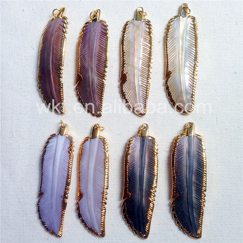Natural Multi-Color Sea Abalone Shell Sliced Pendant 18k Gold Plated Earrings