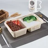 Biodegradable 2 compartment 1100ml disposable microwavable PP plus corn starch take out bento box meal prep food container