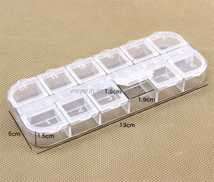 Arte De Uñas 12 Compartimento Vacío Caja De Almacenamiento De Plástico