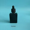 Multi color 15ml 30ml flat square solid black clear amber perfume bottle glass massage essential oil dropper bottle