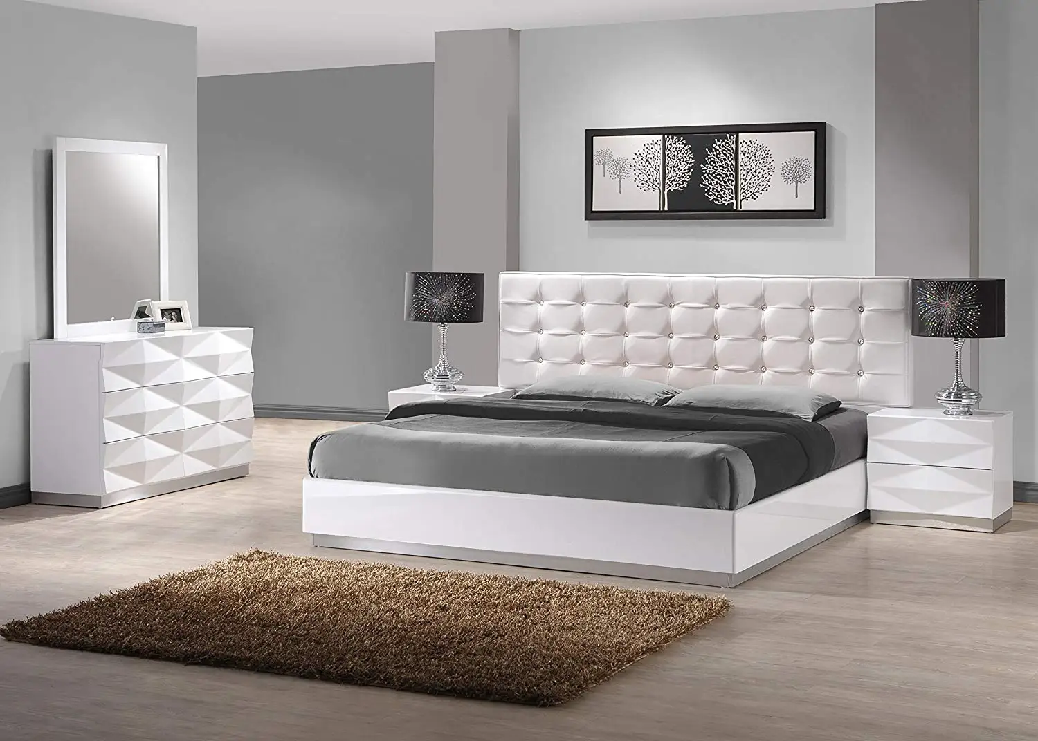 J and M Furniture 17688-KBG Verona K Bed Room Set Bedroom Furniture