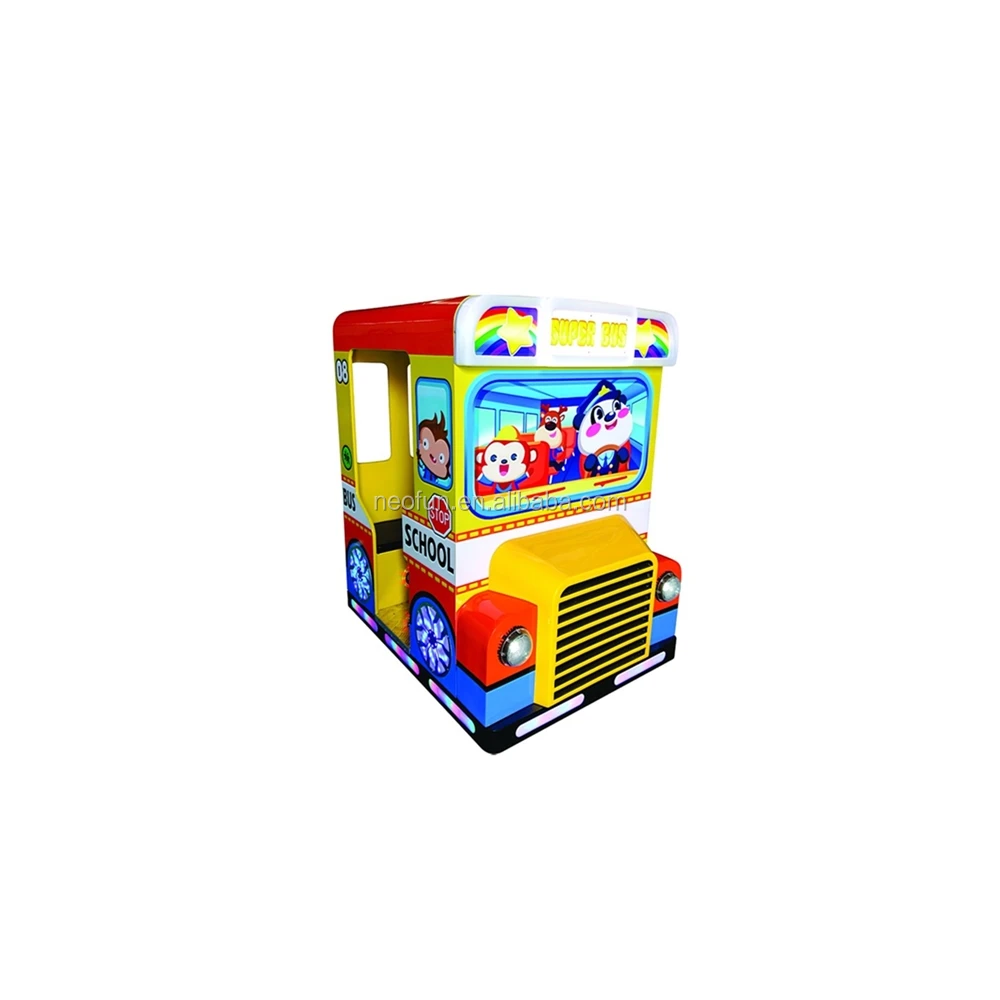 Anak-anak Bus Sekolah Kuning Yang Dioperasikan dengan Koin Permainan Arcade Mesin Naik Hiburan Anak-anak Naik Mobil Kiddy Mesin Permainan Di Park untuk Penjualan