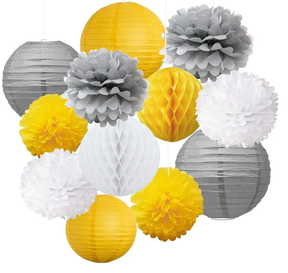 Buy 10' 10ps Mixed Color Flower lantern Fan design paper