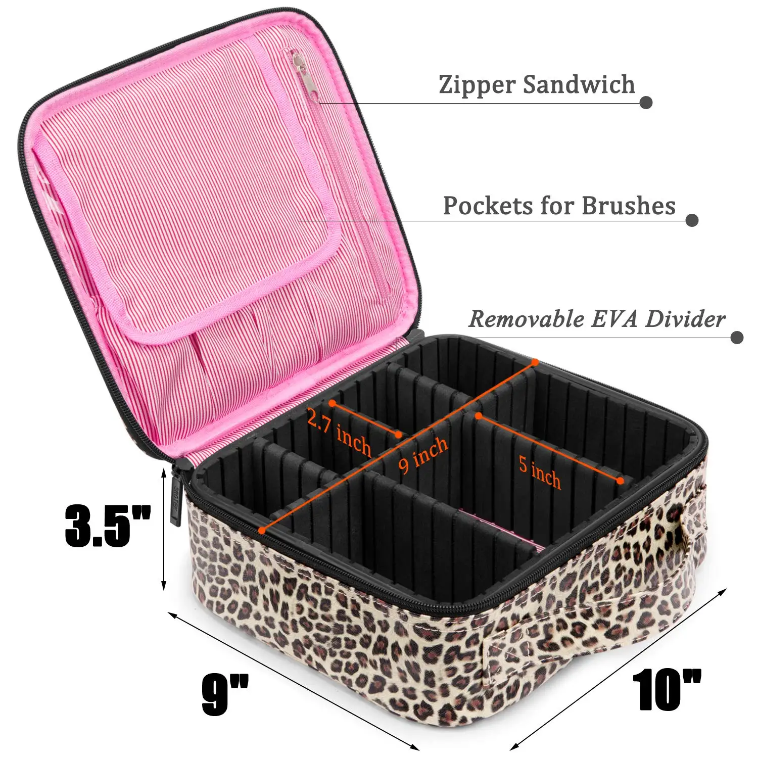 Rose Gold Leopard Makeup Bag Travel Cosmetic Bag for Women Large Cute  Makeup Case Organizer with Adjustable Dividers