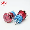 Flat head 3 pins push button metal waterproof reset switch 1NO 1NC panel mounting hole 19mm round shape