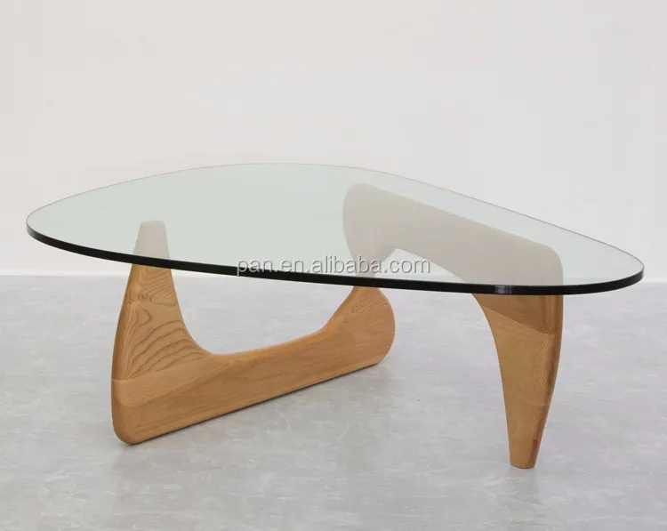 Replica Living Room Furniture Glass Top Triangle Wood Base Tokyo Coffee Table