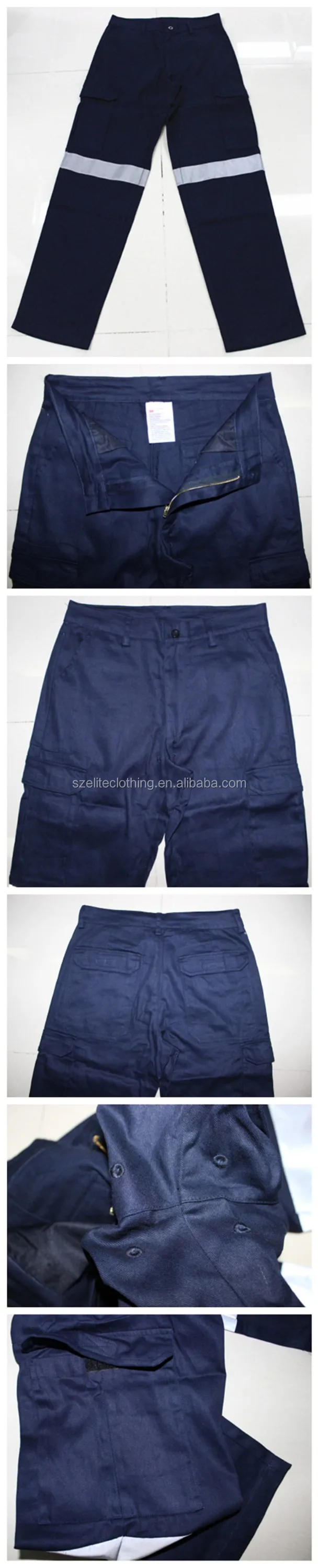custom multi pockets navy blue high visibility reflective work pants.jpg