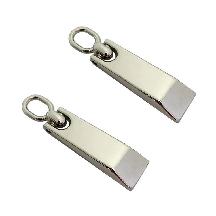 Fashion design embossed silver brand logo custom zinc alloy metal zip pull for jacket