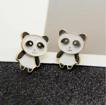 Personality New Design Cute Wearable Panda Split Earrings For Women Best Gift Drops Of Oil Lovely Stud Simple Designer Personality New Design Cute Wearable Panda Split Earrings For Women Best Gift Drops Of Oil Lovely Stud Simple Designer