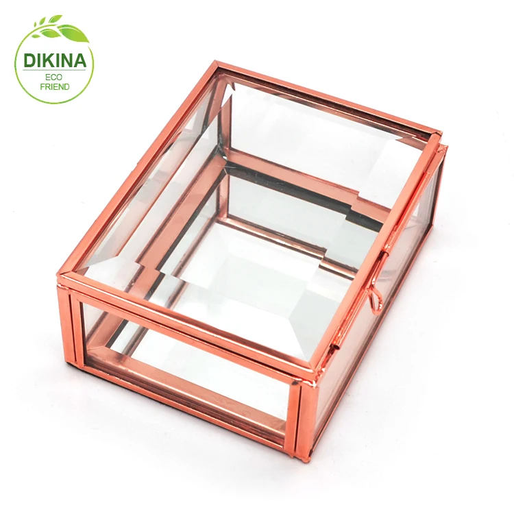 * Rectangular Glass Jewellery Glass Boxes Decorative Handmade For