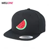 Unisex hip hop 100% cotton watermelon flat embroidery custom logo fruit snap back caps