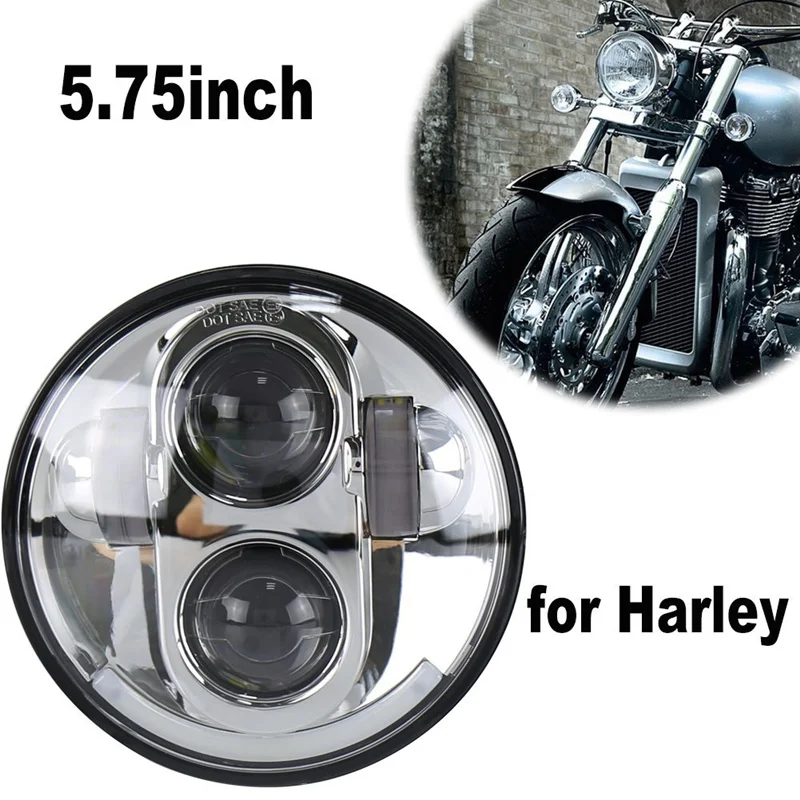 53/4" Motor Bike Headlight Led For Harley Dyna Sportster Parts Drl 5.