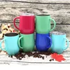 Double-layer 304 Stainless Steel Egg Shaped Coffee Cup 12oz U-shaped Wine Mug With Handle