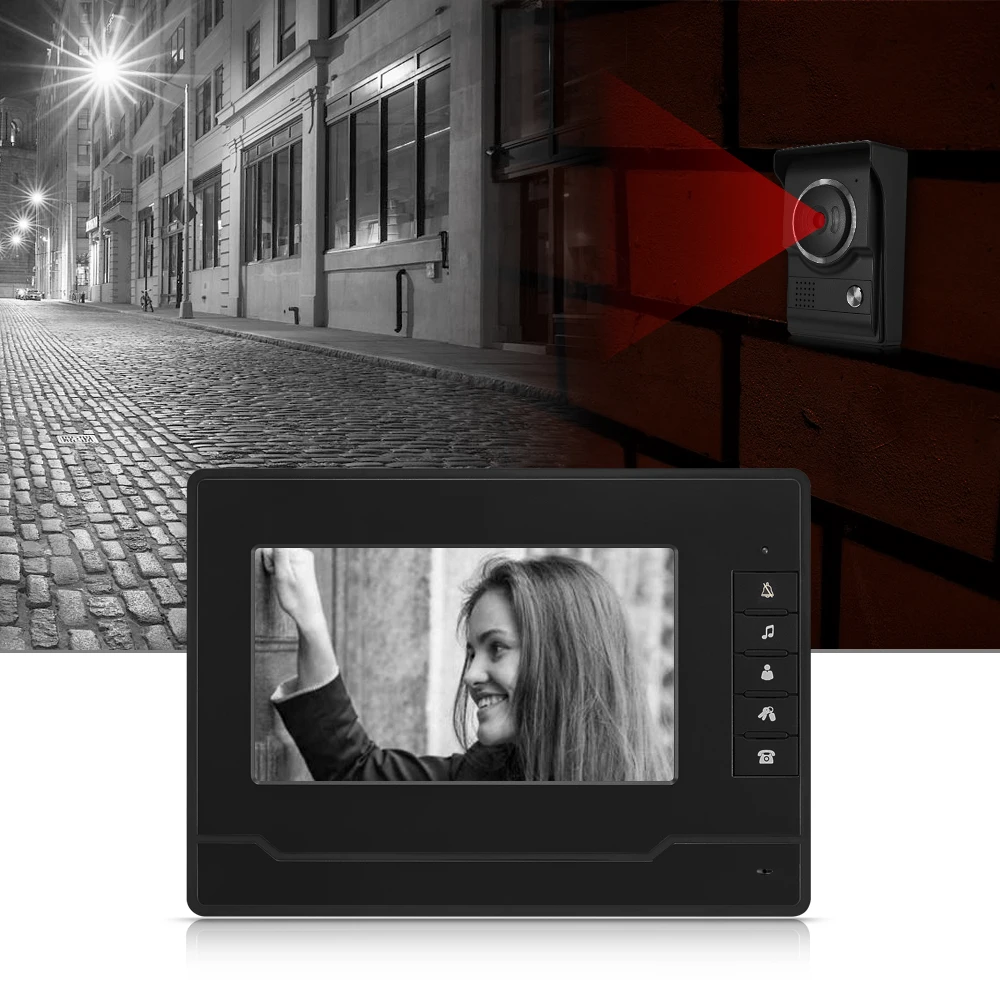 2019 new 4 wired villa video door phone 7inch TFT LCD screen night vision color camera waterproof home security intercom system