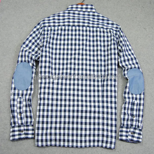Men's Long Sleeve Elbow Patches Casual Check Shirt Buy Oxford Elbow