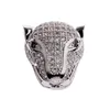 Cubic Zirconia Micro Pave Animal Leopard Head Bracelet Connector Silver Inlaid White Zircon Leopard Spacer Beads