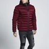 Men goose down jacket custom tag red fleece coat wind proof quilted jacket with pockets