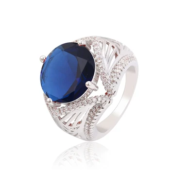13664 Xuping Big Cheap Wedding Ring Dark Blue Stone Ring Zirconia Ring