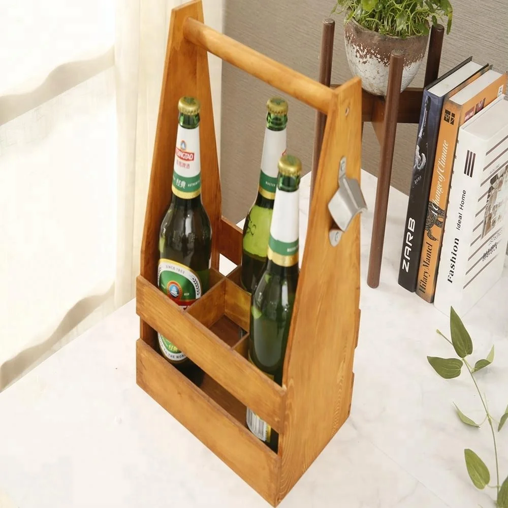 Custom 6 Pack Beer Caddy, Personalized Wood Beer Holder, Craft Beer Bottle  Carrier, Beer Bottle Caddy With Bottle Opener 