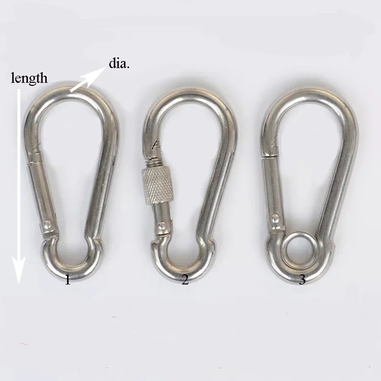 316 Stainless Steel Spring Clip Carabiner - 9/32 Inch, Suncor Stainless S0120-0070