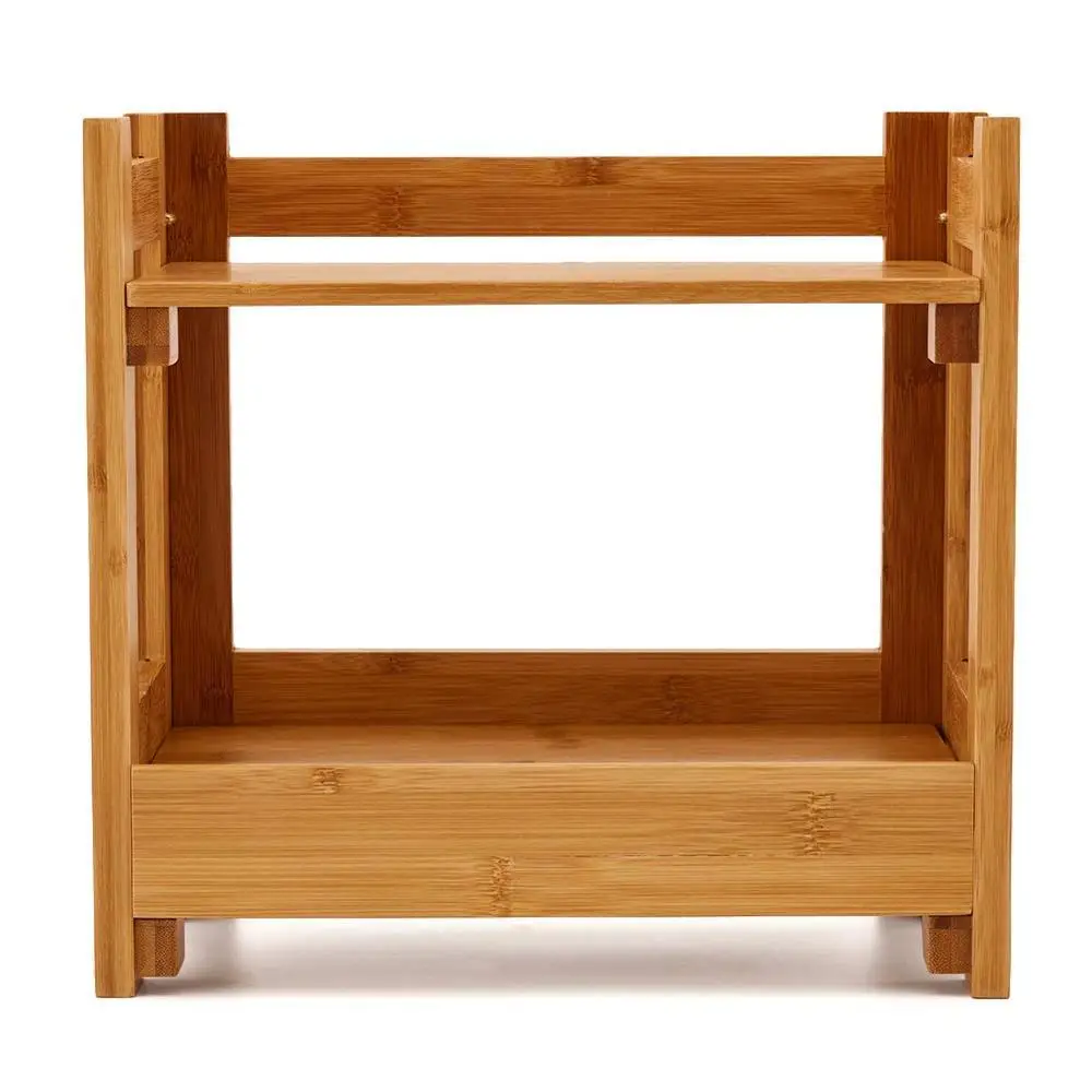 Bamboo Wooden Two Tier Dressing Table Storage Rack,Table Cosmetic