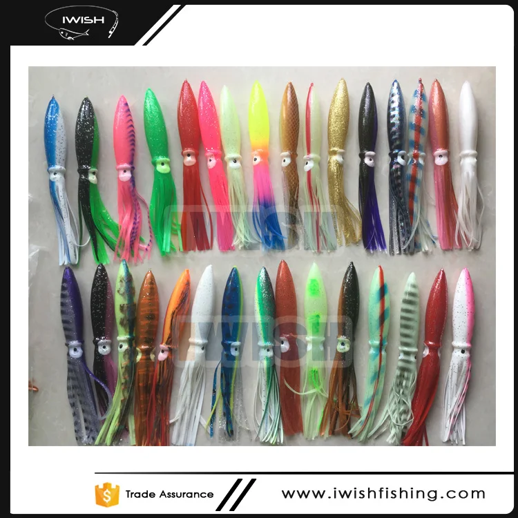 RAINBOW COT LOT OF 10 12/" SHELL SQUIDS FOR SPREADER BARS TEASERS