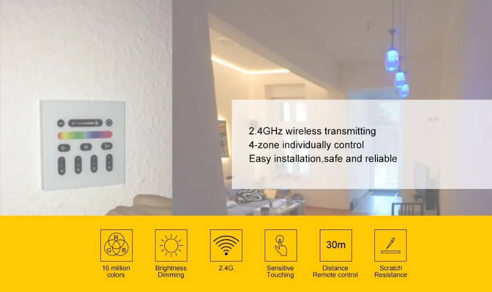 Gledopto RF remote rgb touch controller zigbee plus products Wall mounted switch dimmable - ANKUX.COM