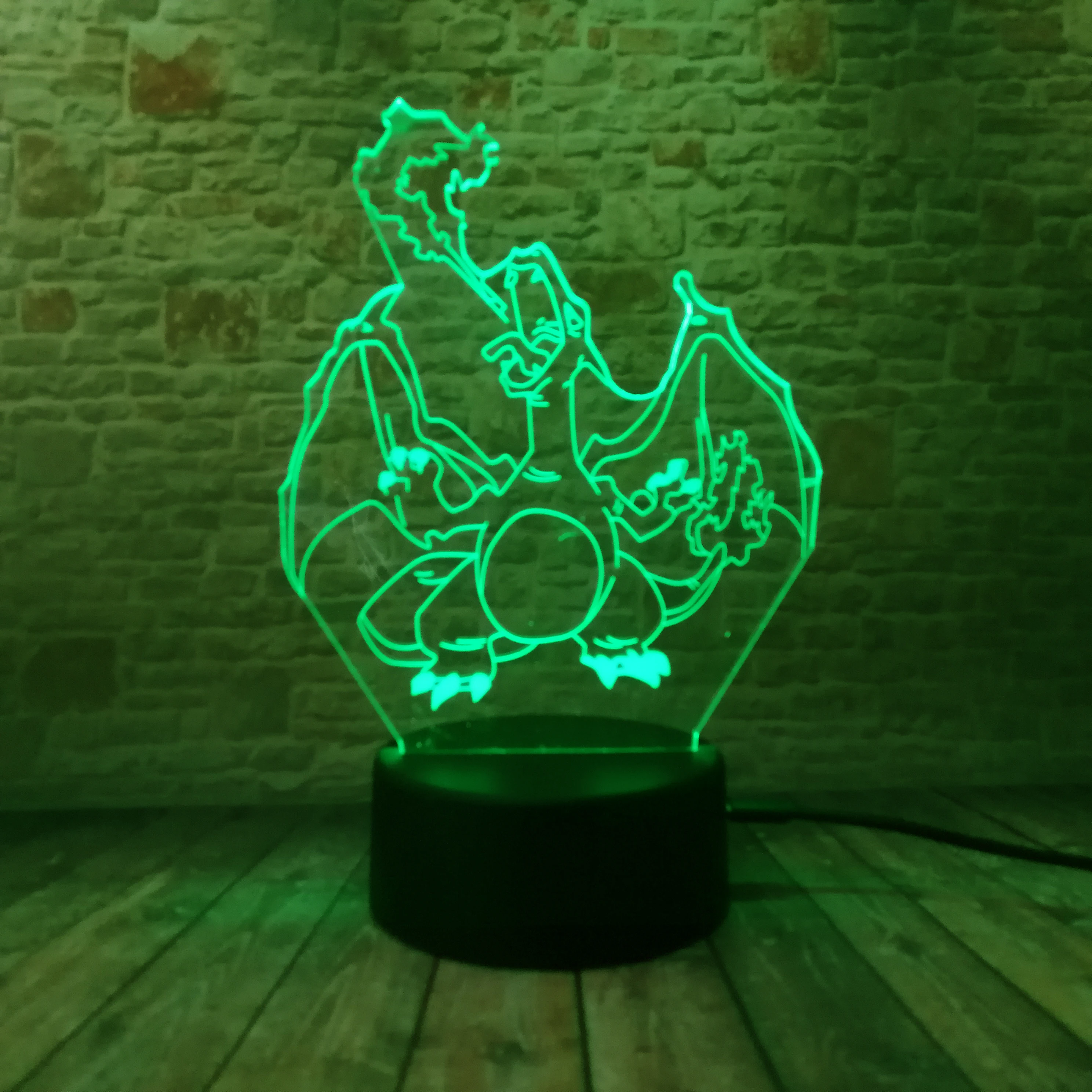 NEW Pokemon Go Mega Collectible Charizard 7 Color Change 3D Lamp Mega Night Lights 3D Visual Table lamp Pikachu Child Kids Gifts