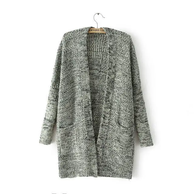 Female casual lazy loose cable knit Cardigan long sweater