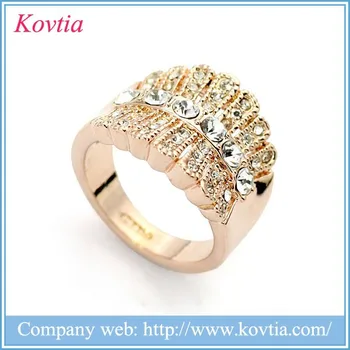 Luxurious Yellow Gold Crystal Ring  Artificial Design Cheap  