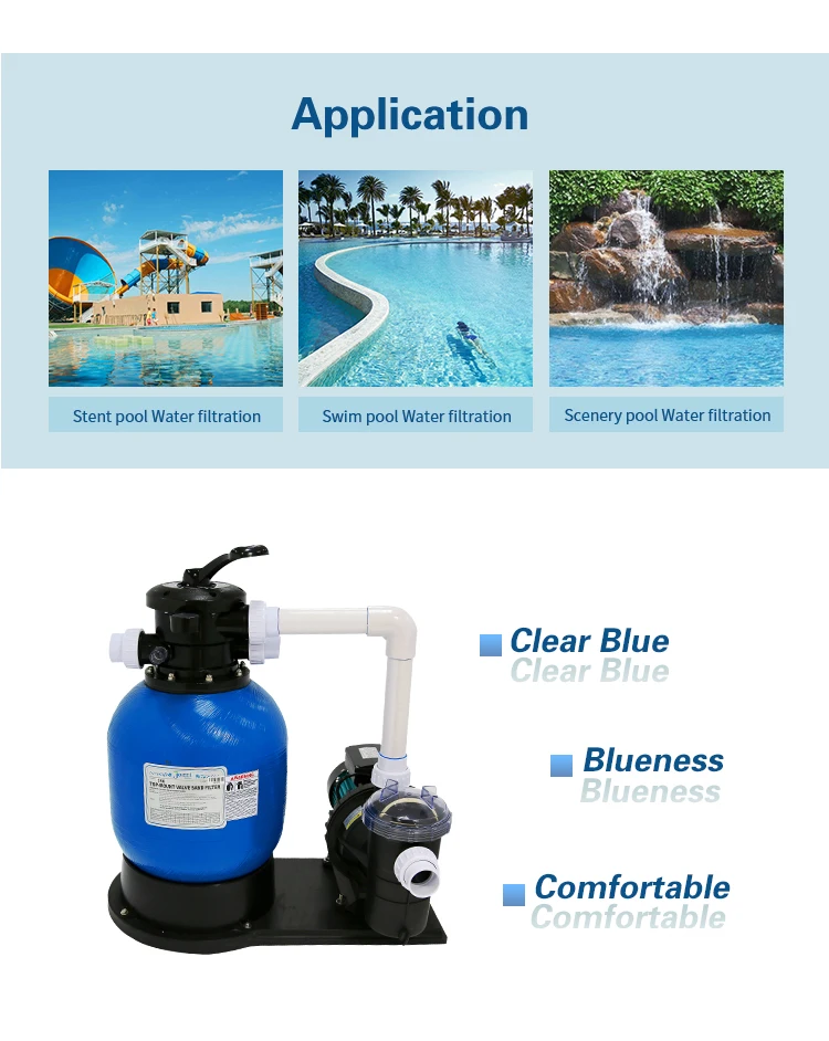 JAZZI Quality Backflush Pool Filter , Side Mount Valve Sand Filters