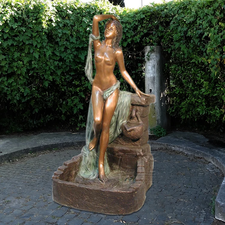 Factory Supply garden decoration bronze lady pouring water fountain.