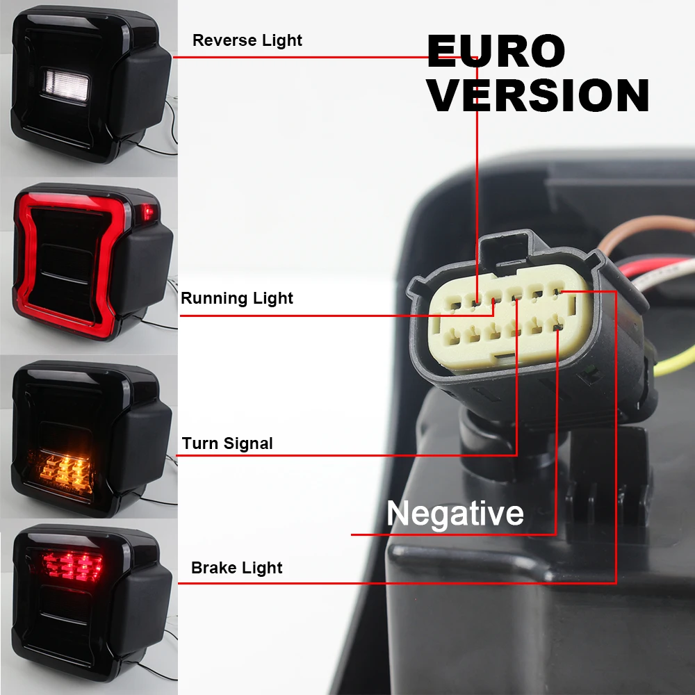 Best Price Led Tail Light EU Version Black Tail Lamp Stop Rear Light for JL 2018 Years