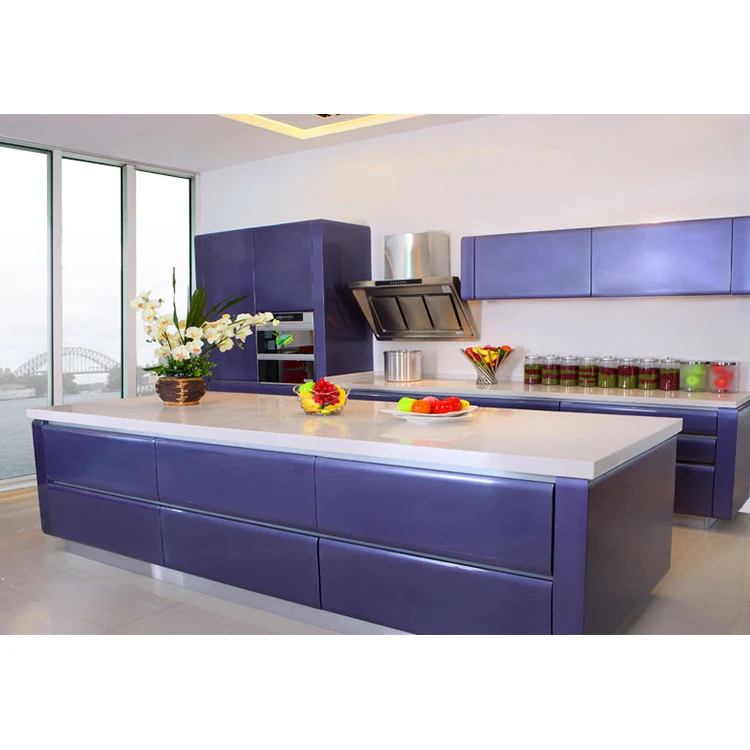 2019 Australia Kitchen Trends MDF Lacquer Shaker Door Cabinets for Kitchen Purple Color