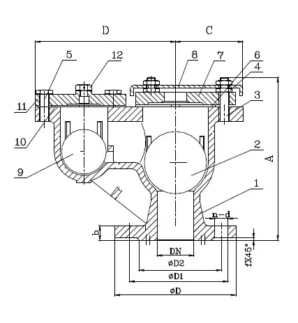 Double orifice air valves drawing