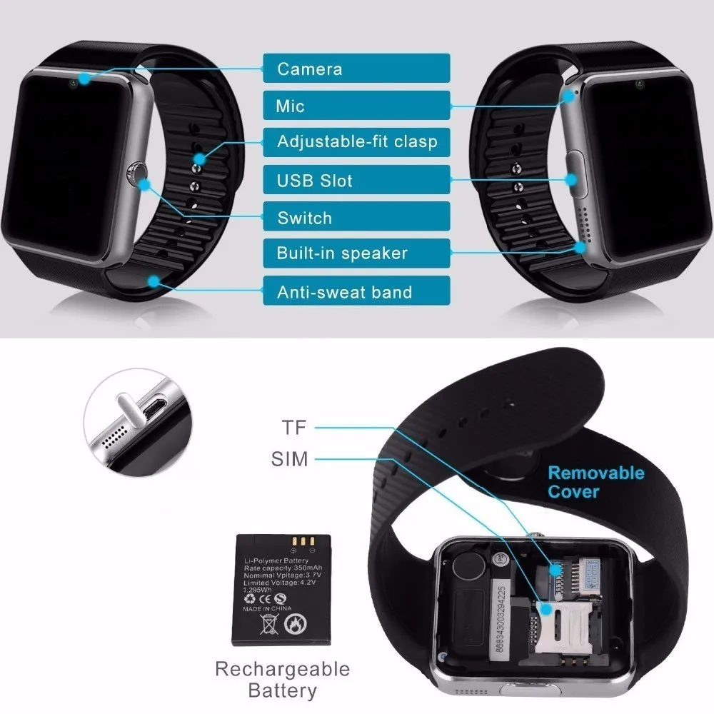 Smart Watch Gt08 Support Sim Card Bluetooth Reloj Inteligente 2019 Full