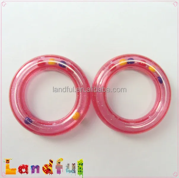 Plastic Baby Rattle Ring In Red Blue Clear Colorful Beans Baby Toy