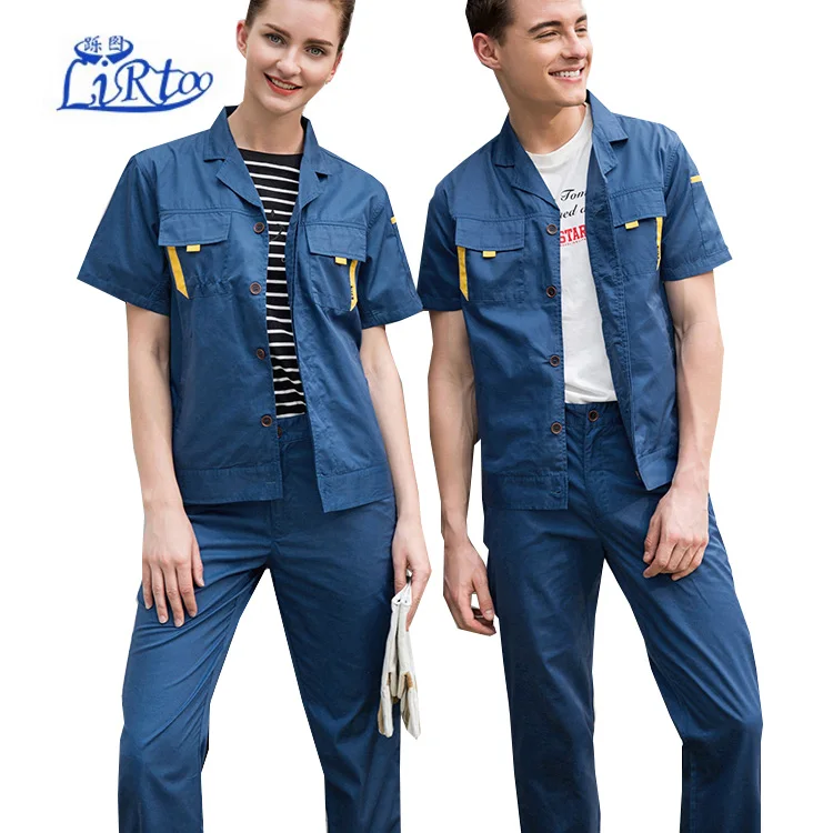 Custom Short Sleeve Summer Unisex Work Uniform Design Workwear Sets For ...