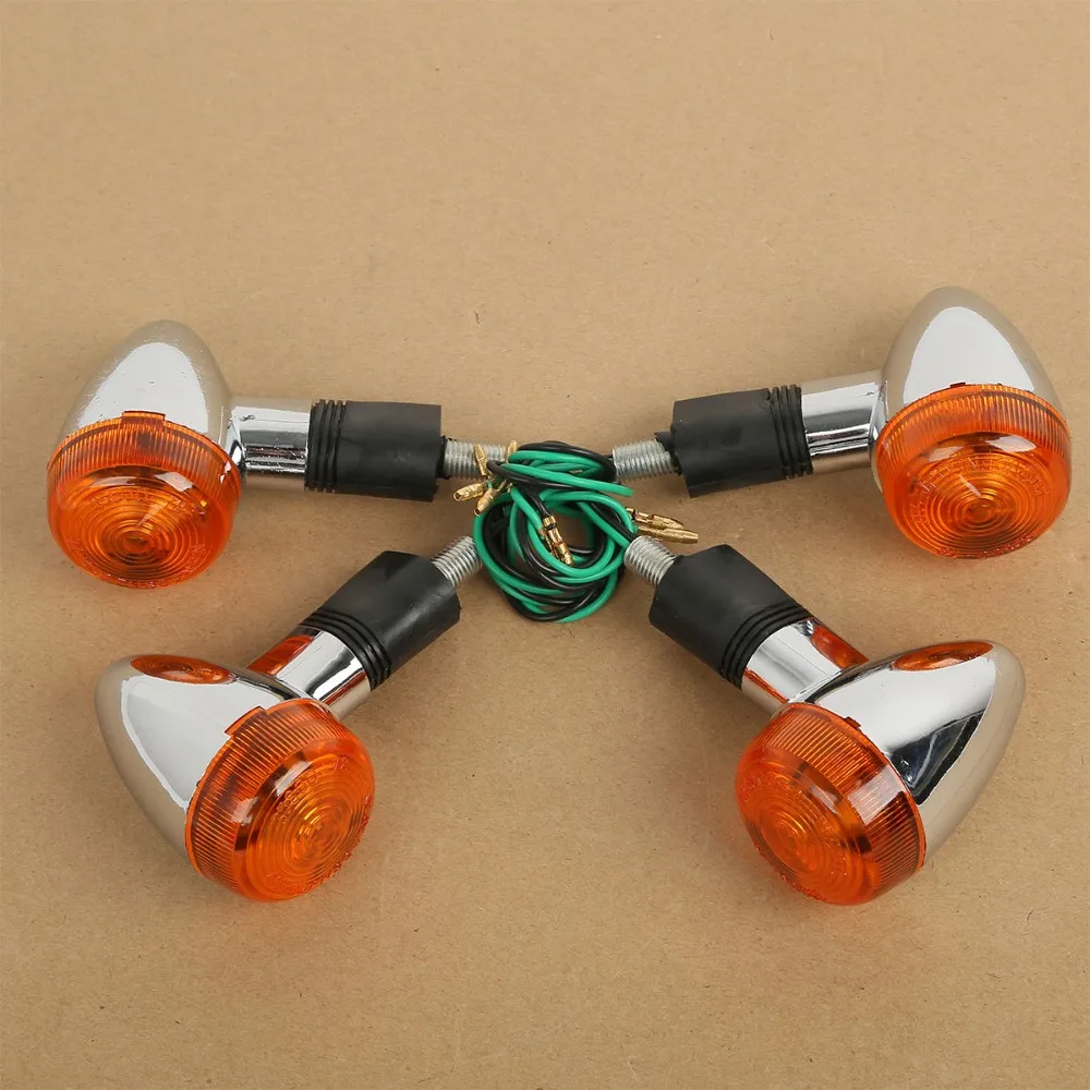 2 Pair Chrome Amber Bullets Turn Signals Light For Kawasaki Vn Kz