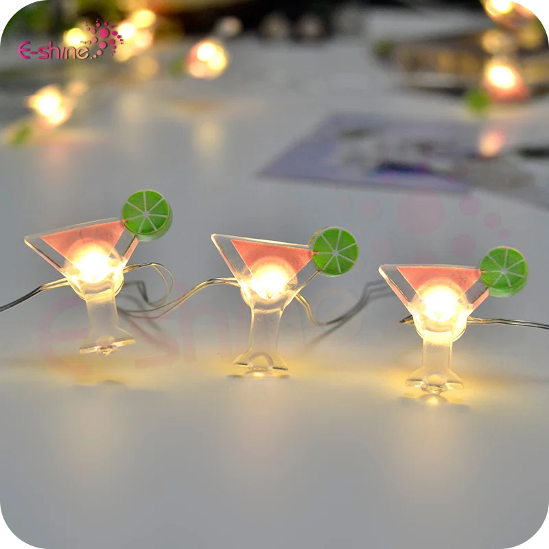 Party Favor Multi- Color Martini Glasses Colored Led Copper String Lights