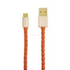 brown leather braided micro usb cable for phone