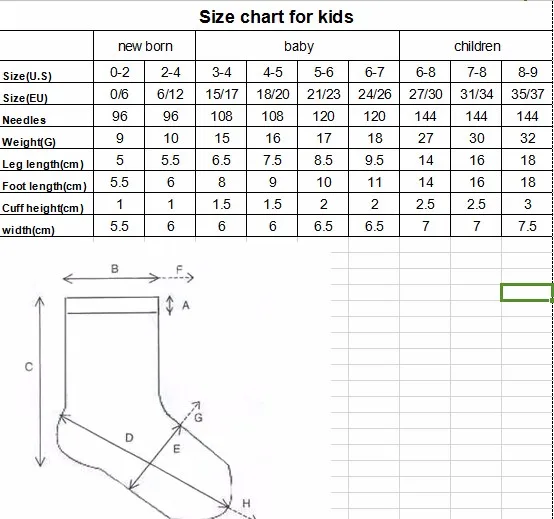 Toddler Sock Size Chart