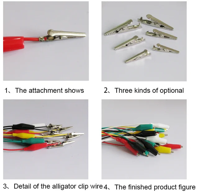 Alligator Crocodile Clip test lead Lead Small Multi-color Set of 10 test lead - ANKUX.COM