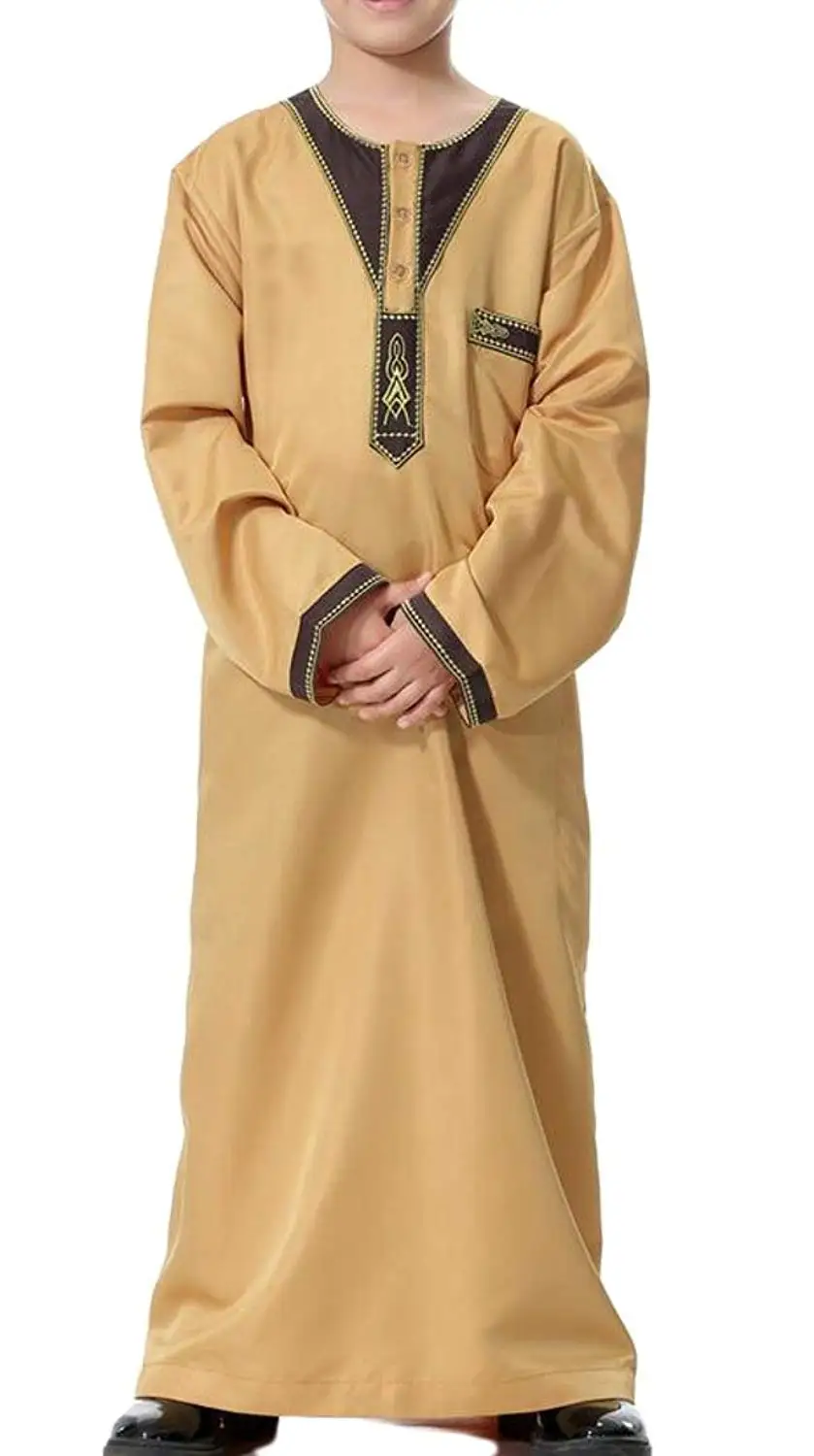 Zhuhaitf Kid Boys Thobe Abaya Middle East Dishdasha Arabic Muslims Dress Clothing