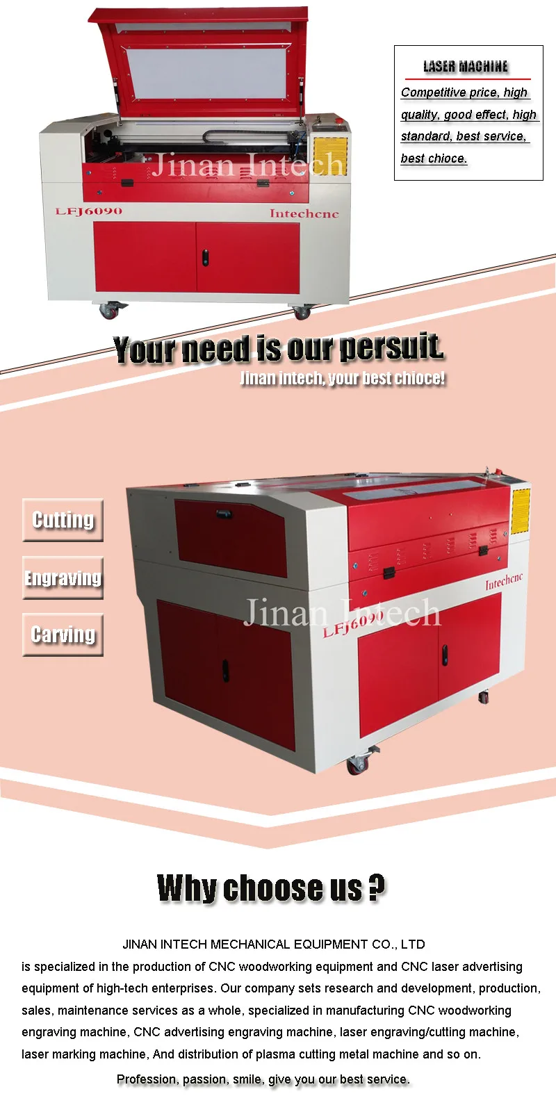 Hot sale 6090 co2 laser tube 200w/1390 laser machine