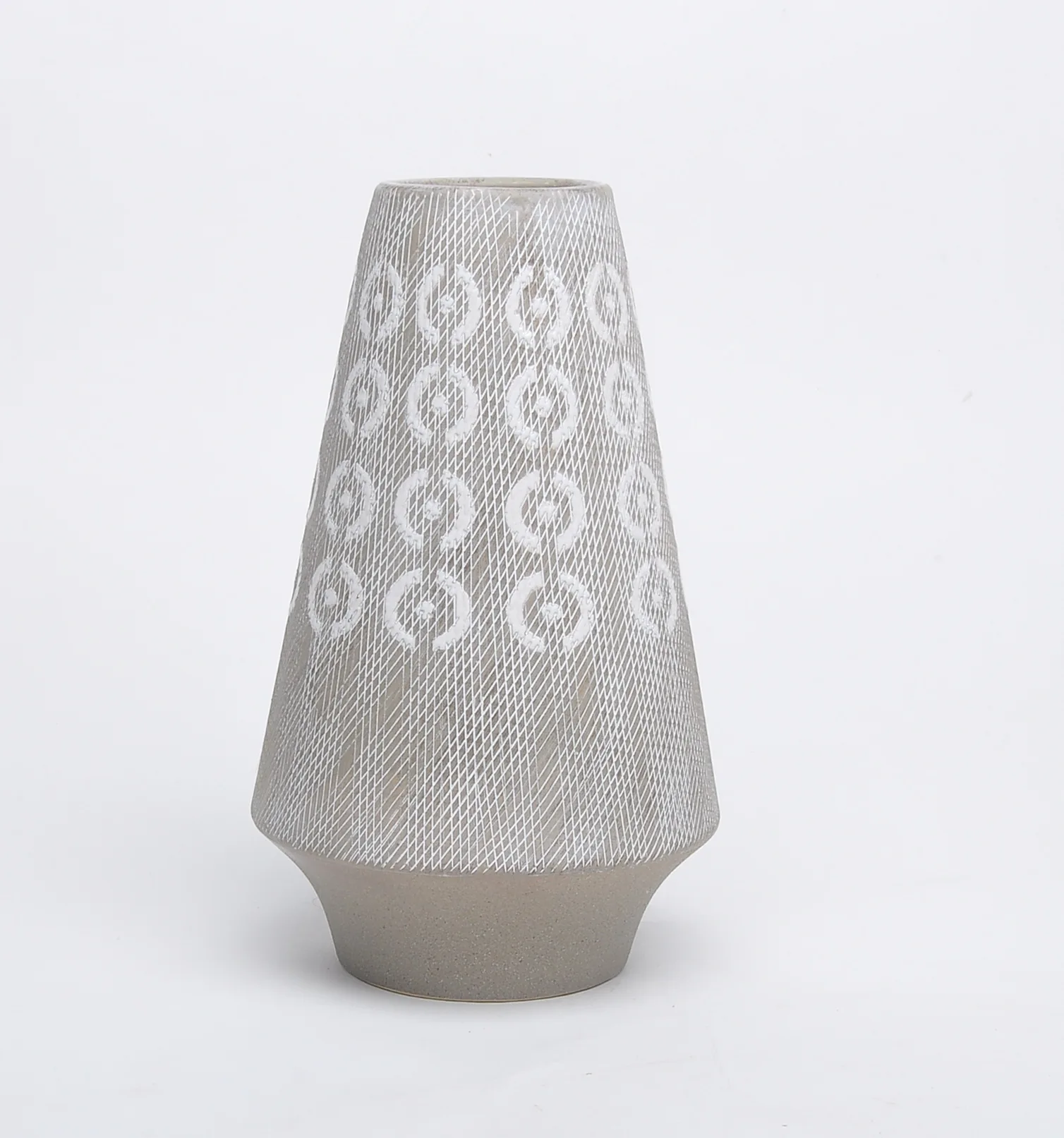 Factory supplier cement stripe indoor tall large  floor vase with customized pattern 