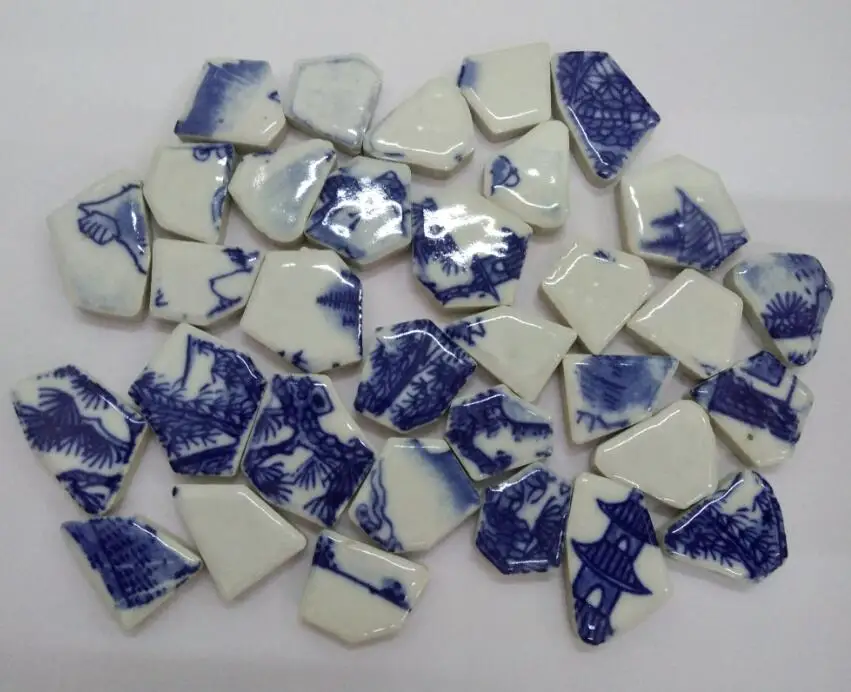 Blue irregular shape ceramic mosaic tile for craft